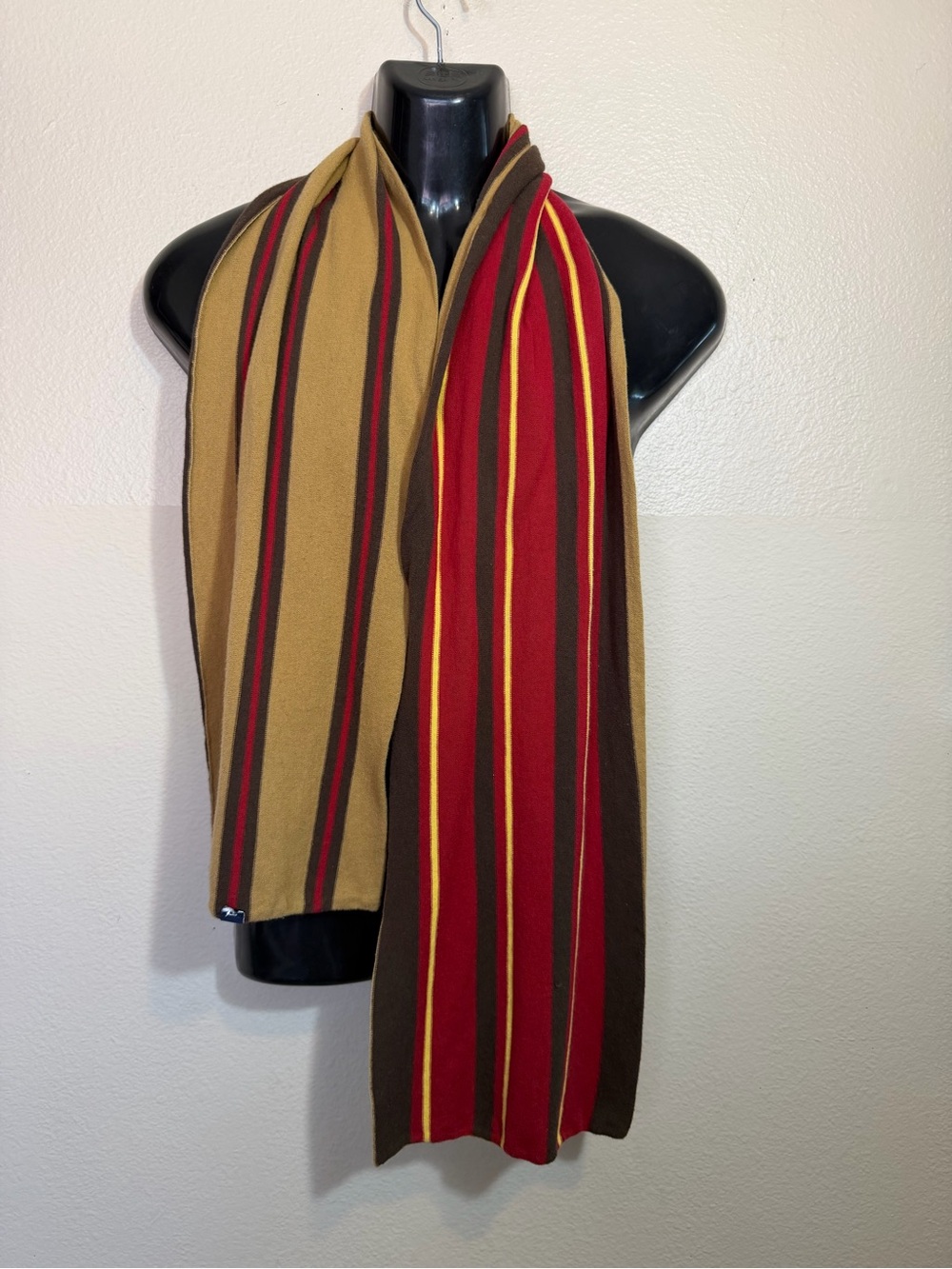 Reservable Soft Striped Brown and Red Men's Scarf 10x66”